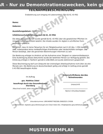Muster Gesundheitszeugnis